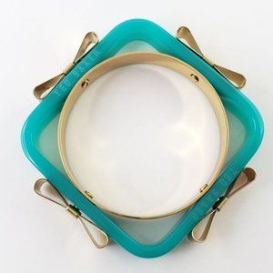 NWOT Ted Baker Turquoise Acrylic Gold Bow Square Bangle Bracelet